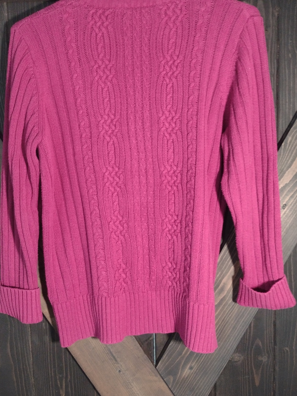 Cabela's Women's Raspberry Cable-Knit Zip Cardigan - Picture 5 of 6